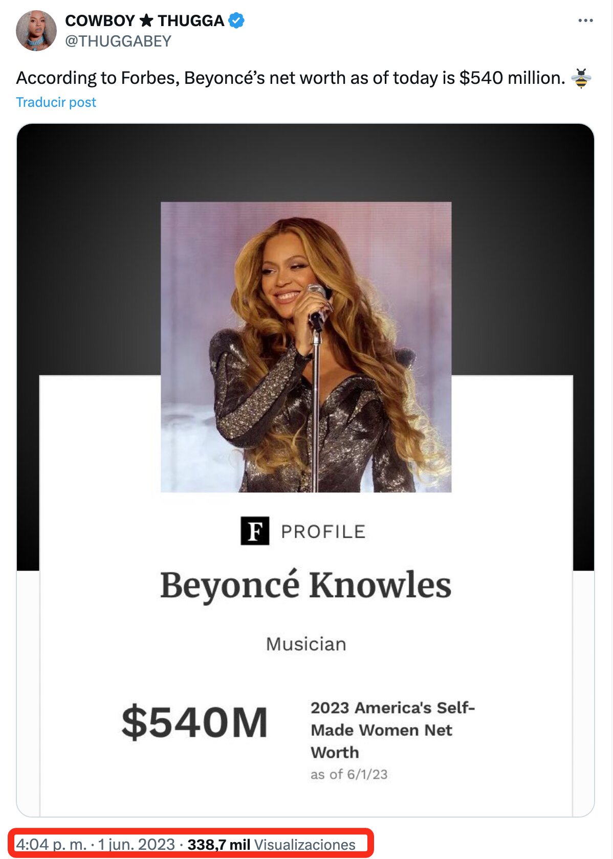 El tuit publicado en 2023 que demuestra que Beyoncé siempre fue Knowles para Forbes | Foto: X/Twitter