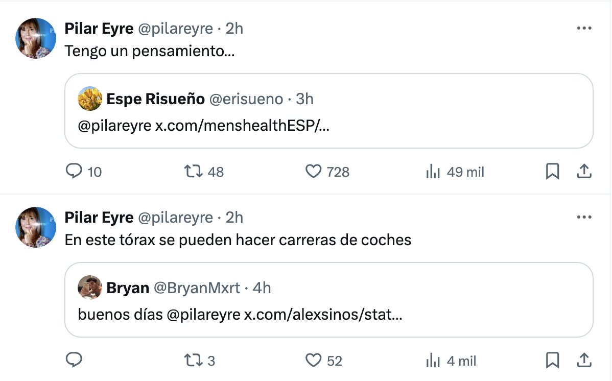 Más reacciones de Pilar Eyre a las fotos de Grison | Foto: X/Twitter