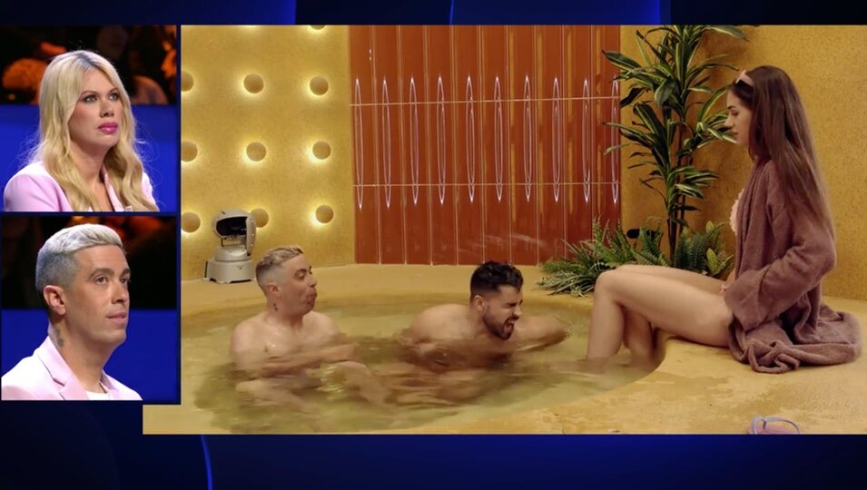 Javi y Vanessa ven imágenes de Maica y Javi en el jacuzzi de 'GH DÚO 3'/Foto: telecinco.es 