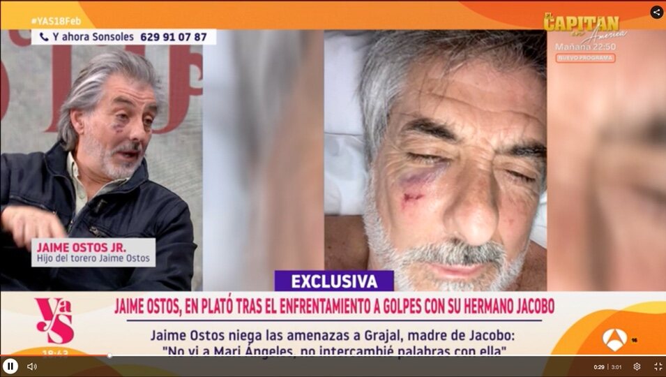 Jaime Ostos Jr. se pronuncia sobre el altercado/Foto: antena3.com 