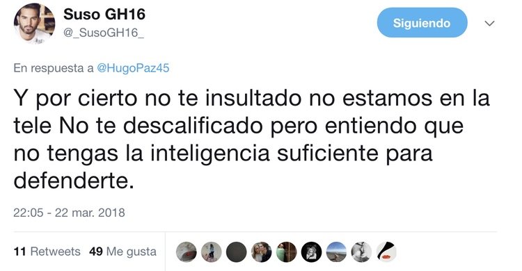 Otro de los mensajes de la discusión de Twitter