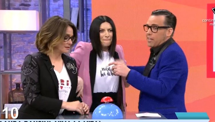 Laura Pausini junto a Torito y Toñi Moreno Foto: Mediaset