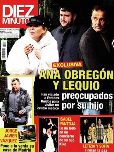 Ana Obregón y Alessandro Lequio con su hijo en la portada de Diez Minutos