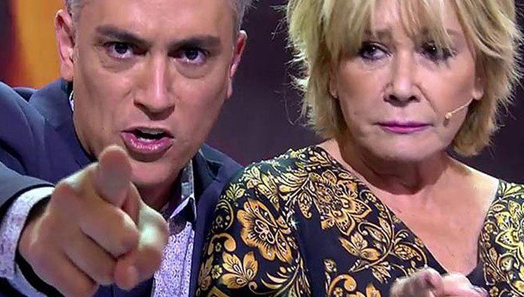 Mila Ximénez y Kiko Hernández haciendo su anuncio en 'Sálvame'. Foto: Telecinco