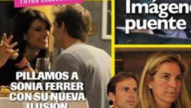 Sonia Ferrer compartiendo miradas con su nueva conquista en la portada de </p><p>la revista Corazón