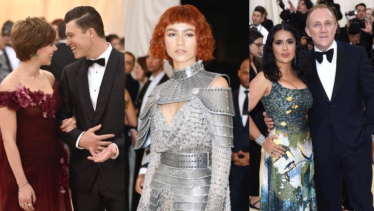 Scarlett Johansson y su chico, Zendaya y Salma Hayek con su marido en la MET Gala 2018