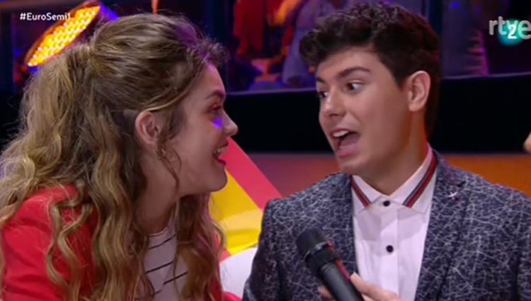 Alfred y Amaia en la 'green room' en la semifinal / Foto: rtve.es