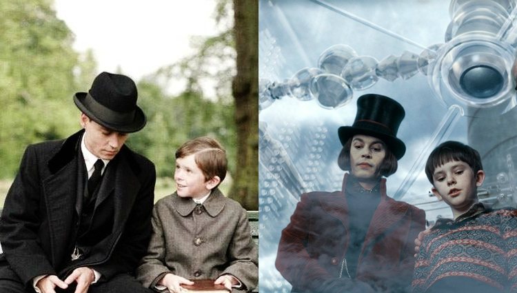 Freddie Highmore con Johnny Depp en 'Finding Neverland' y en 'Charlie y la fábrica de chocolate'