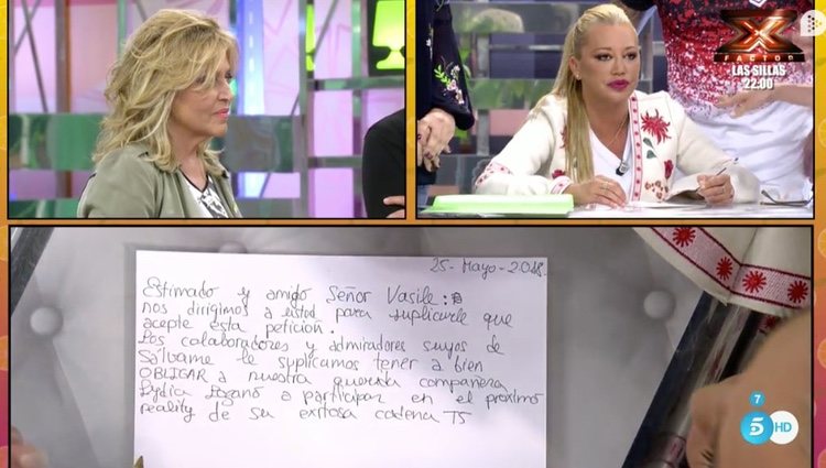 Belén Esteban redactando la carta / Foto: telecinco.es