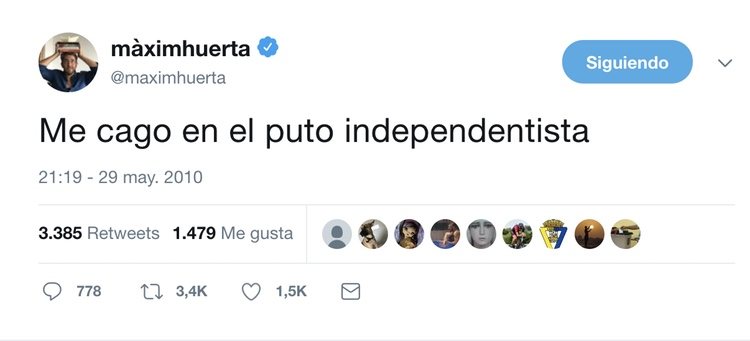 Màxim Huerta mostrando su opinión sobre la Independencia de Cataluña