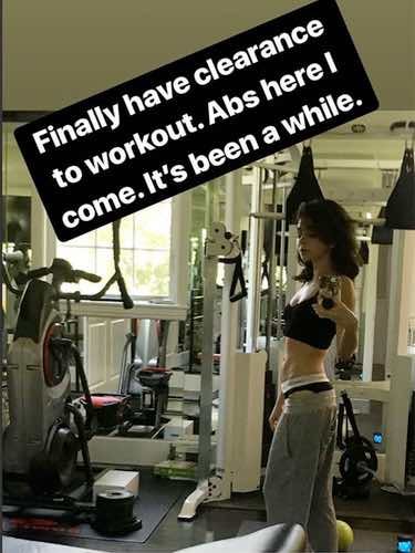 Sarah Hyland haciendo deporte tras su ingreso / Instagram