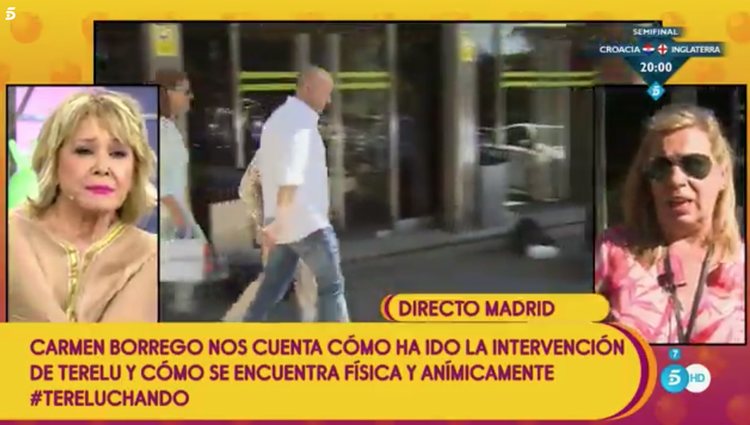 Carmen Borrego salió a atender a los medios la tarde de la operación / Telecinco.es