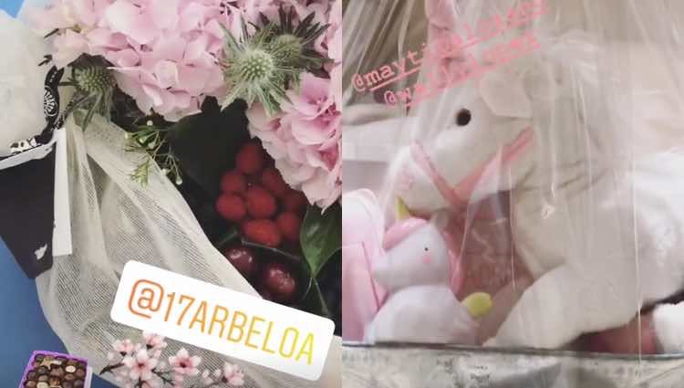 Los regalos que le están recibiendo Adriana Abenia y Luna / Instagram Stories