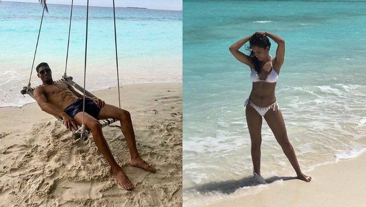 Hakimi y Abouk en las Islas Maldivas | Fuente: Instagram Hiba Abouk y Achraf