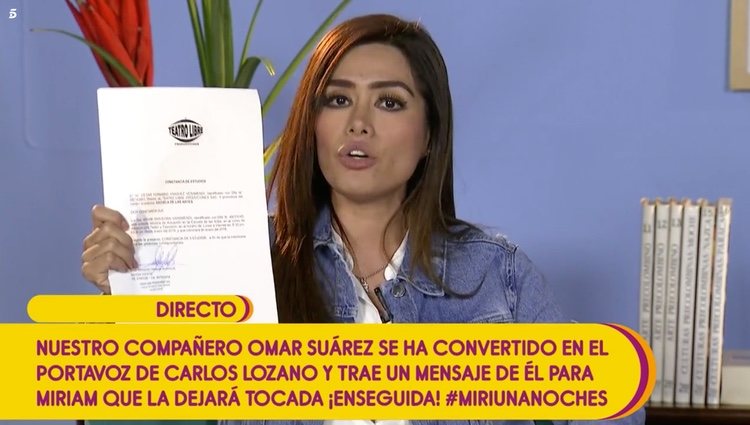 Miriam Saavedra muestra su extenso curriculum en 'Sálvame' / Telecinco.es