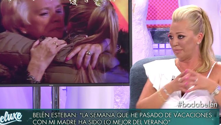 Belén Esteban no pudo contener la emoción durante la entrevista / FOTO: telecinco.es