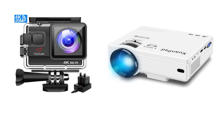 Cámara GoPro y proyector de cine