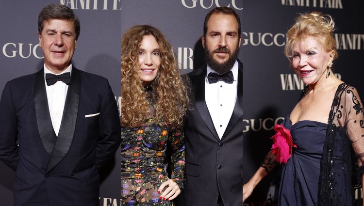 Cayetano Martínez, Blanca Cuesta, Borja y la Baronesa Thyssen en l alfombra roja