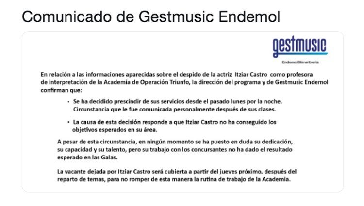 Comunicado enviado por GetMusic a los medios e comunicación