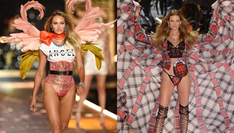 Candice Swanepoel y Behati Prinsloo en su su primera aparición sobre la pasarela