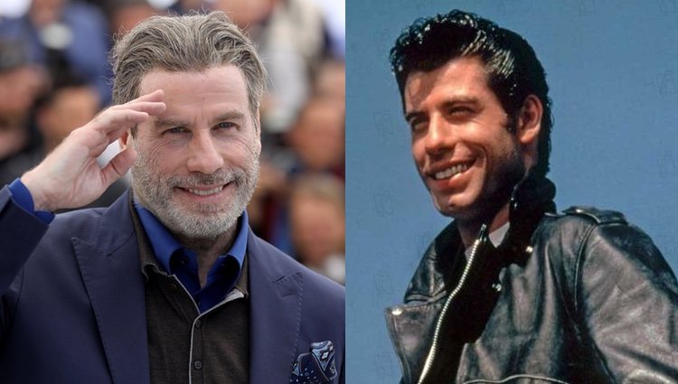 John Travolta en la actualidad y en el papel de Danny Zuko