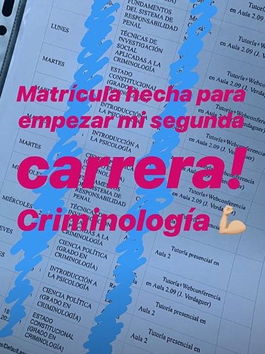 Alba Carrillo anuncia que se ha matriculado en una nueva carrera/ Foto: Instagram