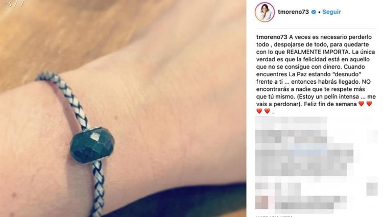 Publicación de Toñi Moreno en Instagram