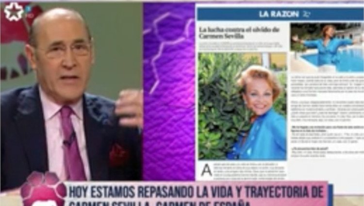 Moncho Ferrer habla de Carmen Sevilla en el plató de 'Huellas de elefante'/Foto: Telemadrid