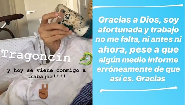 Elena Furiase publica en su Instagram que se lleva a Noah al trabajo