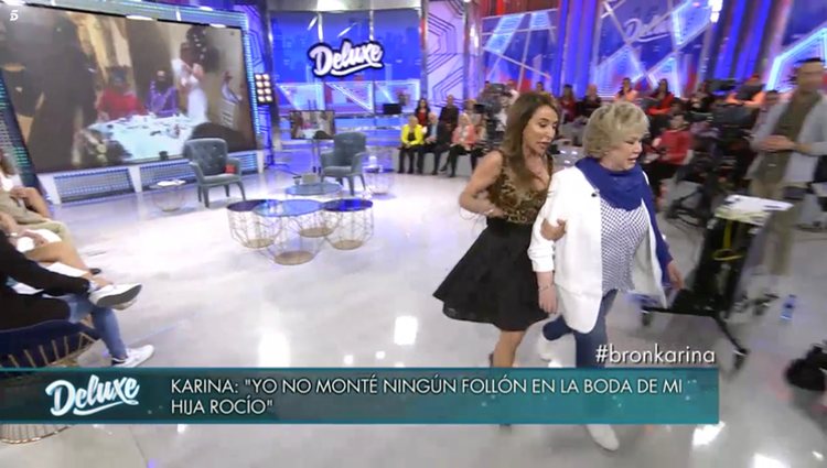 Momento en el que Karina rompe a llorar y abandona el plató