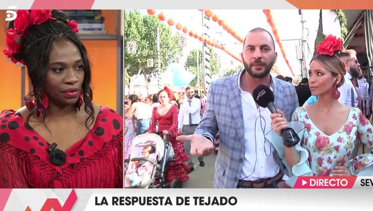 Antonio Tejado en una conexión en directo desde la Feria de Sevilla / foto: telecinco.es