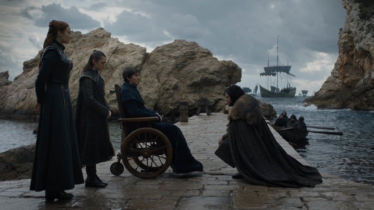 Jon Snow se despide a Bran, Sansa y Arya Stark antes de partir al Muro