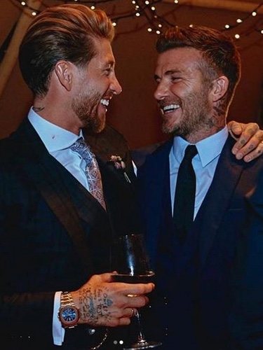 David Beckham con Sergio Ramos durante el convite / Instagram