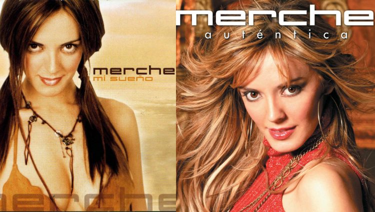 Merche en las portadas de sus dos primeros discos