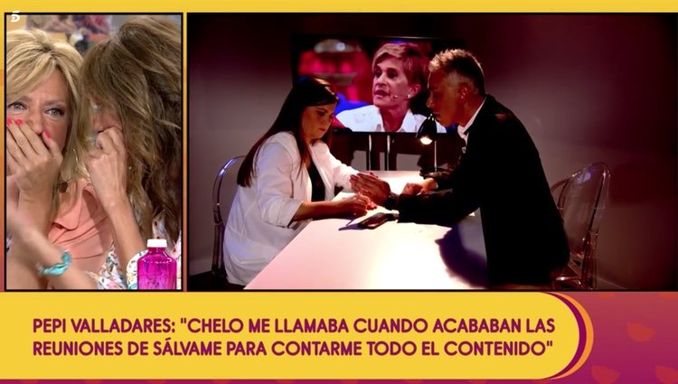 Pepi Valladares escribe alguna de las cosas que ha sabido sobre Gema López a través de Chelo Foto: Telecinco 