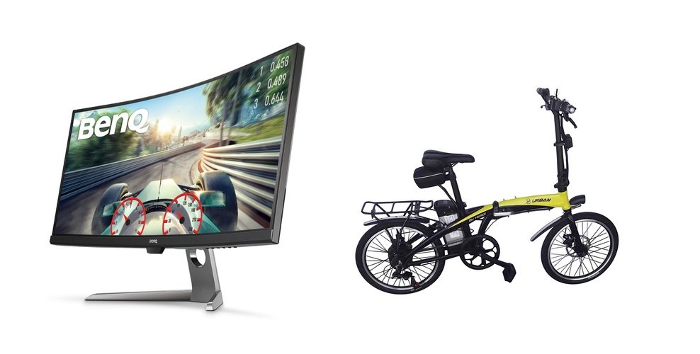 Pantalla panorámica BENQ y bicicleta eléctrica