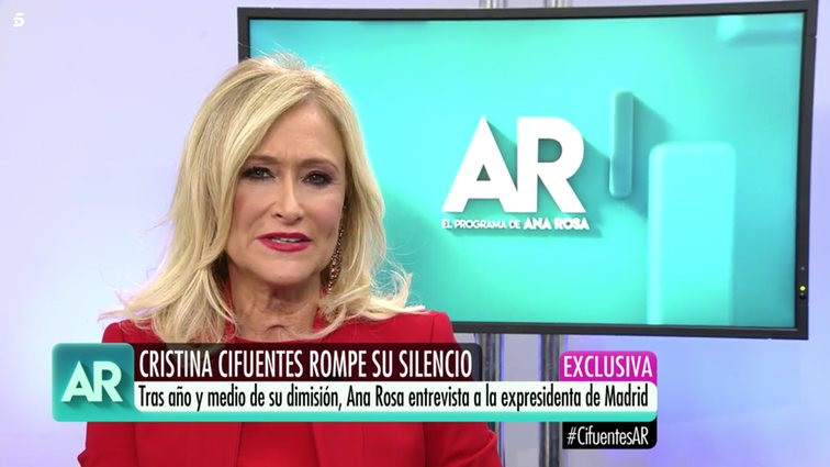 Cristina Cifuentes en 'El Programa de Ana Rosa'/Foto: telencinco.es