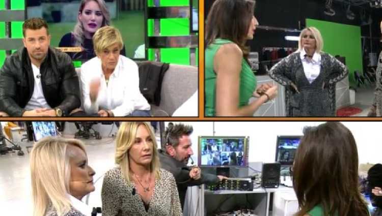 Las colaboradoras de 'Sálvame' discutiendo/foto:telecinco.es