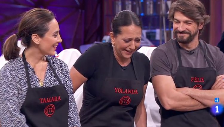 Tamara, Yolanda y Félix antes de una de las pruebas de eliminación - Fuente: Rtve.es