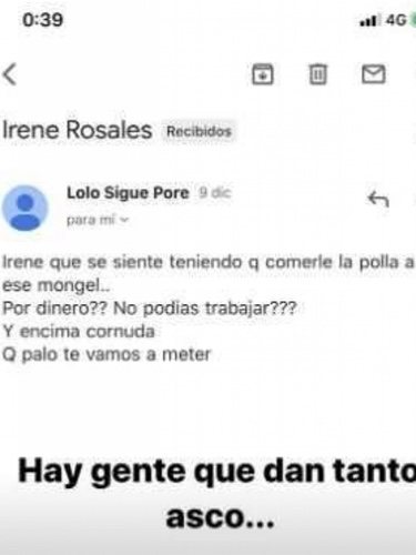 'Stories' con el mensaje enviado a Irene Rosales | Foto: Instagram