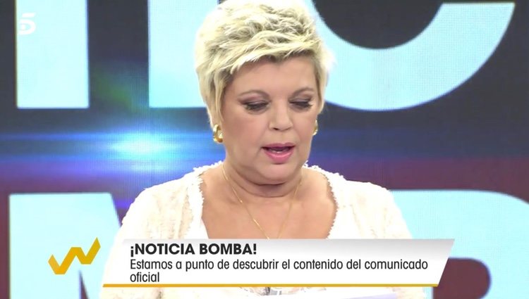 Terelu Campos leyendo el comunicado | Foto: telecinco.es