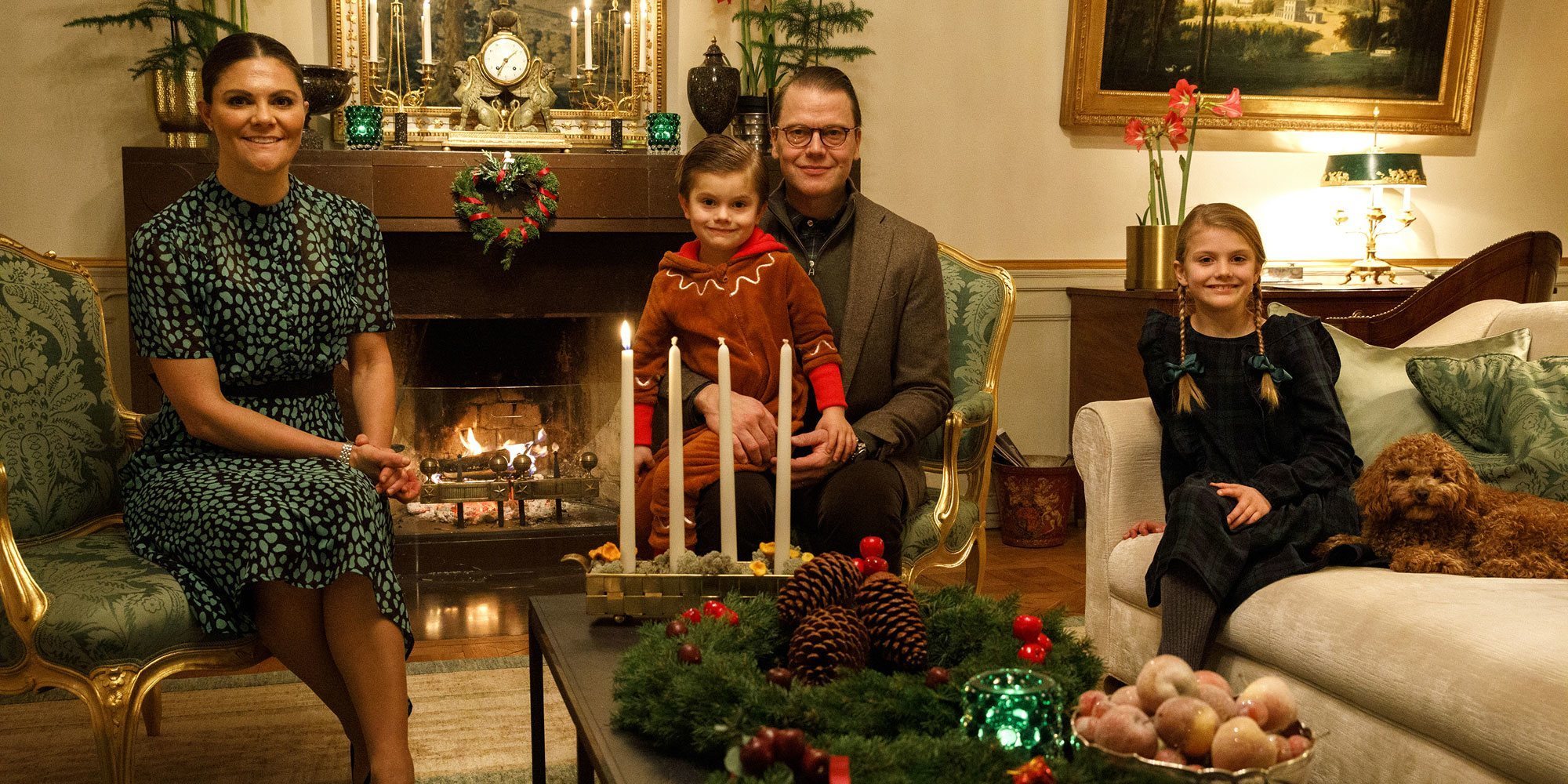 La adorable celebración de Adviento de Victoria y Daniel de Suecia con sus hijos Estela y Oscar y su perro Rio