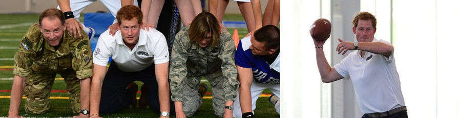 El Príncipe Harry de Inglaterra se divierte practicando deporte en la inauguración de los Warrior Games