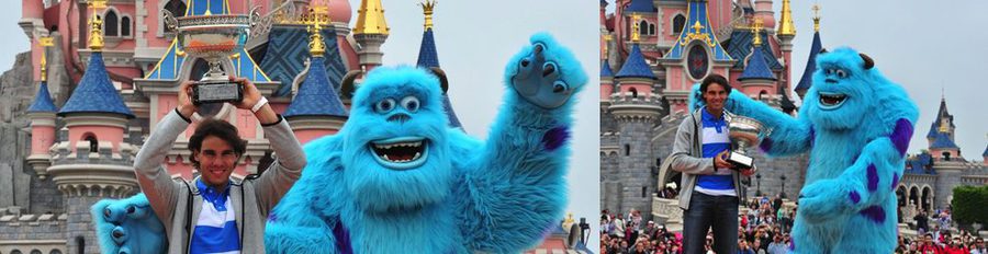 Rafa Nadal celebra su victoria en el Roland Garros 2013 en Disneyland París