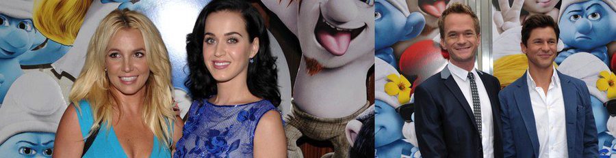 Britney Spears y Katy Perry coinciden en la premiere mundial de 'Los Pitufos 2' en Los Angeles