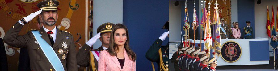 Los Príncipes Felipe y Letizia presiden por primera vez el desfile militar del Día de la Hispanidad 2013