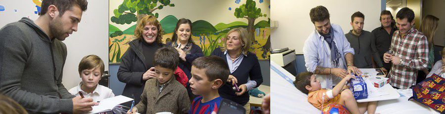 Jordi Alba, Antonio Orozco y Rubén Marín visitan a los niños del Hospital Joan XXIII en Tarragona