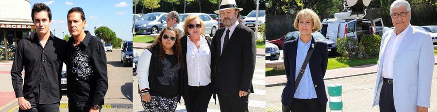 Óscar Lozano, Juan Pardo y Fedra Lorente arropan a Antonio, Carmen Morales y Shaila Dúrcal en el tanatorio de Junior