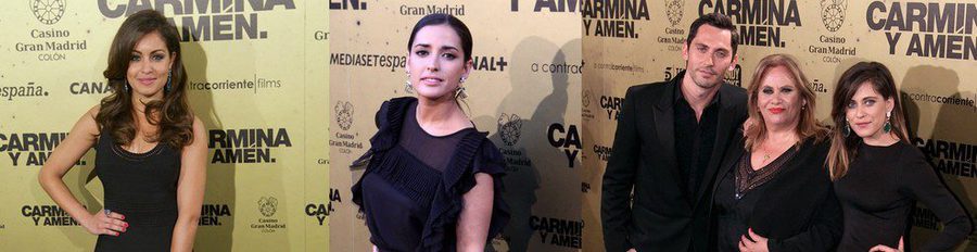 Hiba Abouk, Inma Cuesta y el reparto de 'Aída' apoyan a Paco y María León en el estreno de 'Carmina y Amén'