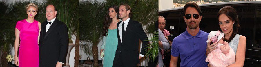 Alberto y Charlene de Mónaco, Andrea y Pierre Casiraghi con sus parejas, Tamara Ecclestone y Jorge Lorenzo, testigos del GP de Mónaco 2014